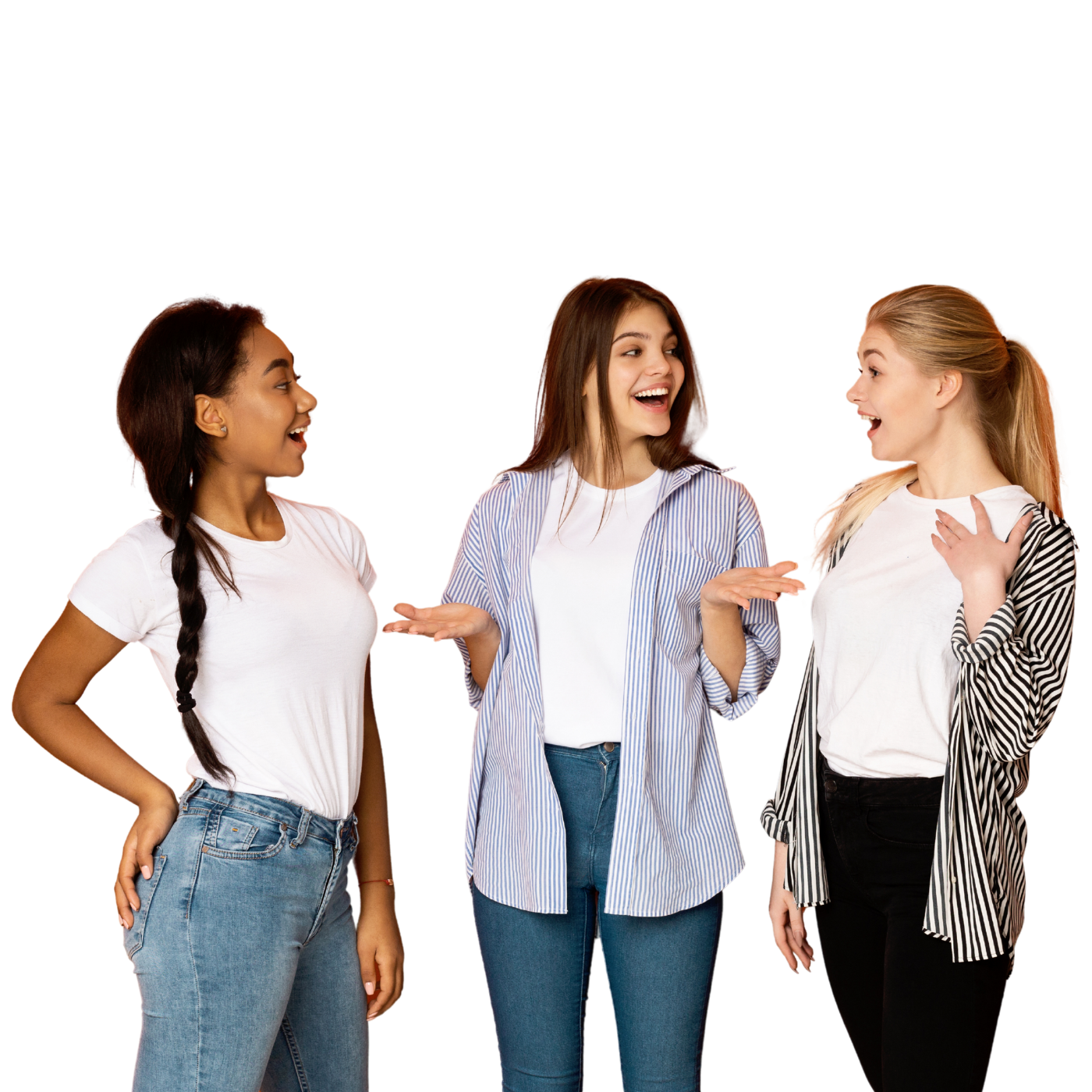 Three friends standing together